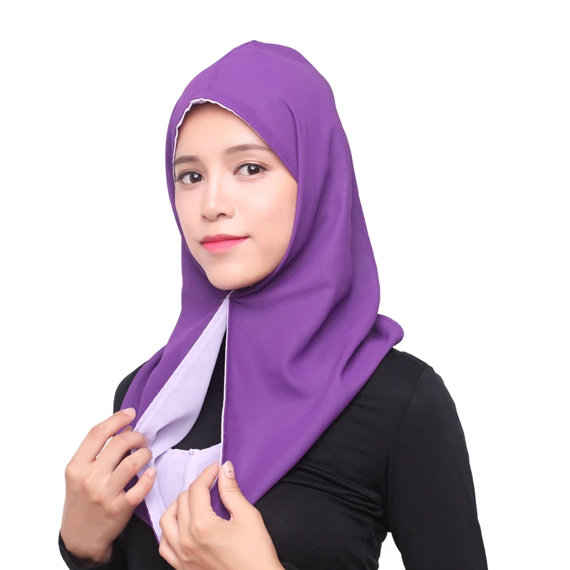 Арабские хиджабы для женщин мусульманская леди простой тюрбан двух сторон с использованием