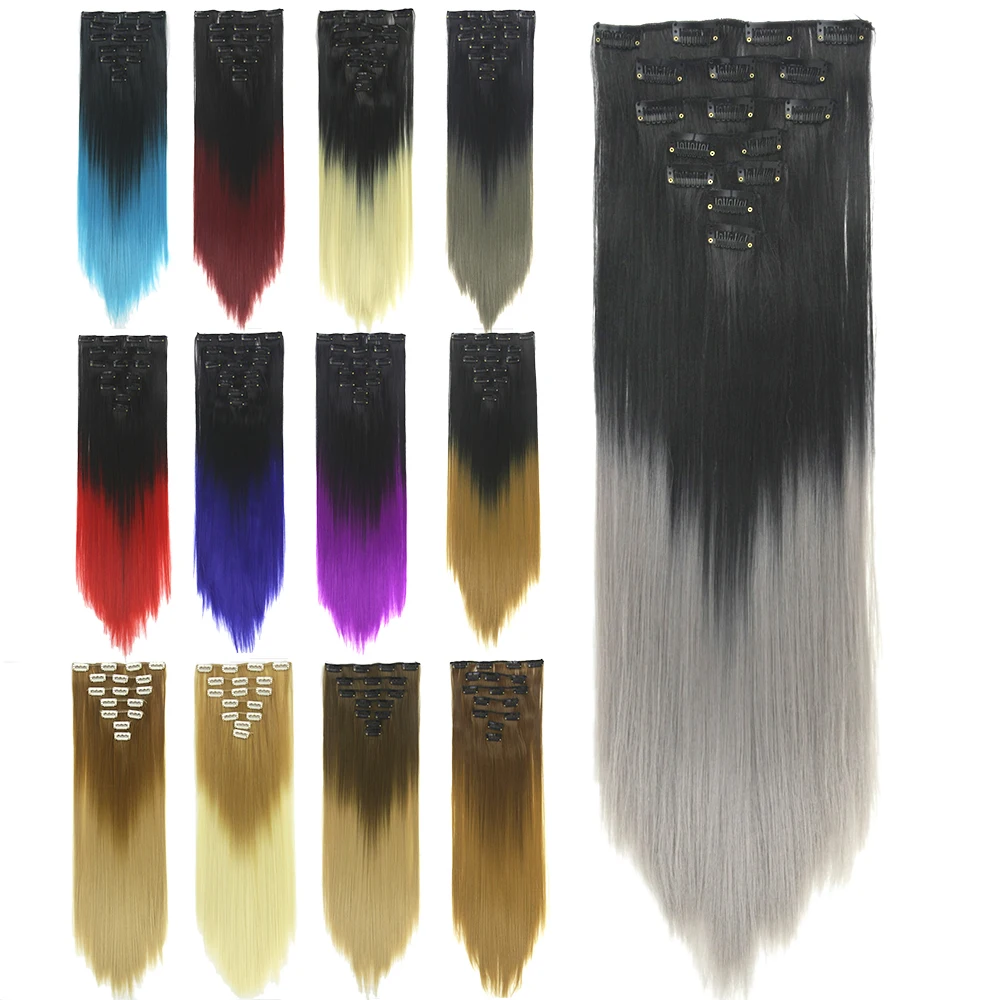 Soowee 24inch 7pcs Set Synthetic High Temperature Fiber Straight