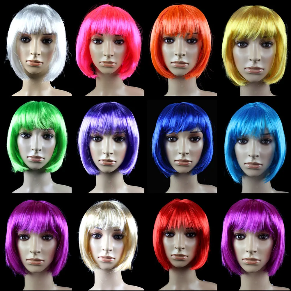 

Elegant Short Lace Front Human Hair Wigs Halloween Women Cosplay Wig Masquerade Party Hair BoBo Wig Love Live Performance Wigs