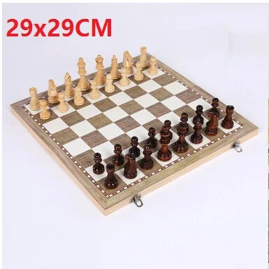 3 в 1 Функция Высокое качество Деревянные международные Шахматные шашки набор настольная игра складной портативный подарок для детей Лидер продаж - Цвет: 29X29CM W3018