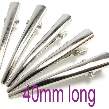 

Free shipping!!! 500piece/lot silver round top metal hair alligator clip 40mm