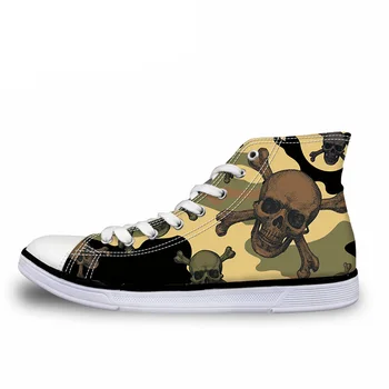 

NOISYDESIGNS Summer High Top Vulcanize Shoes Men Cool Skull Puzzle print Canvas Shoes for Boys Breathable Lace Up Sneakers Man