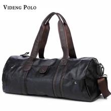 VIDENG POLO Vintage Retro Leather Men Travel Bags hand luggage Overnight Bag Large Duffle Travel Bags Women Weekend bolsa viagem