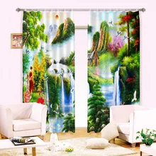 Дистанционный выбор источник пейзажной живописи стиль 3 d Цифровой трехмерный черный Шелковый занавес затемнение, занавес