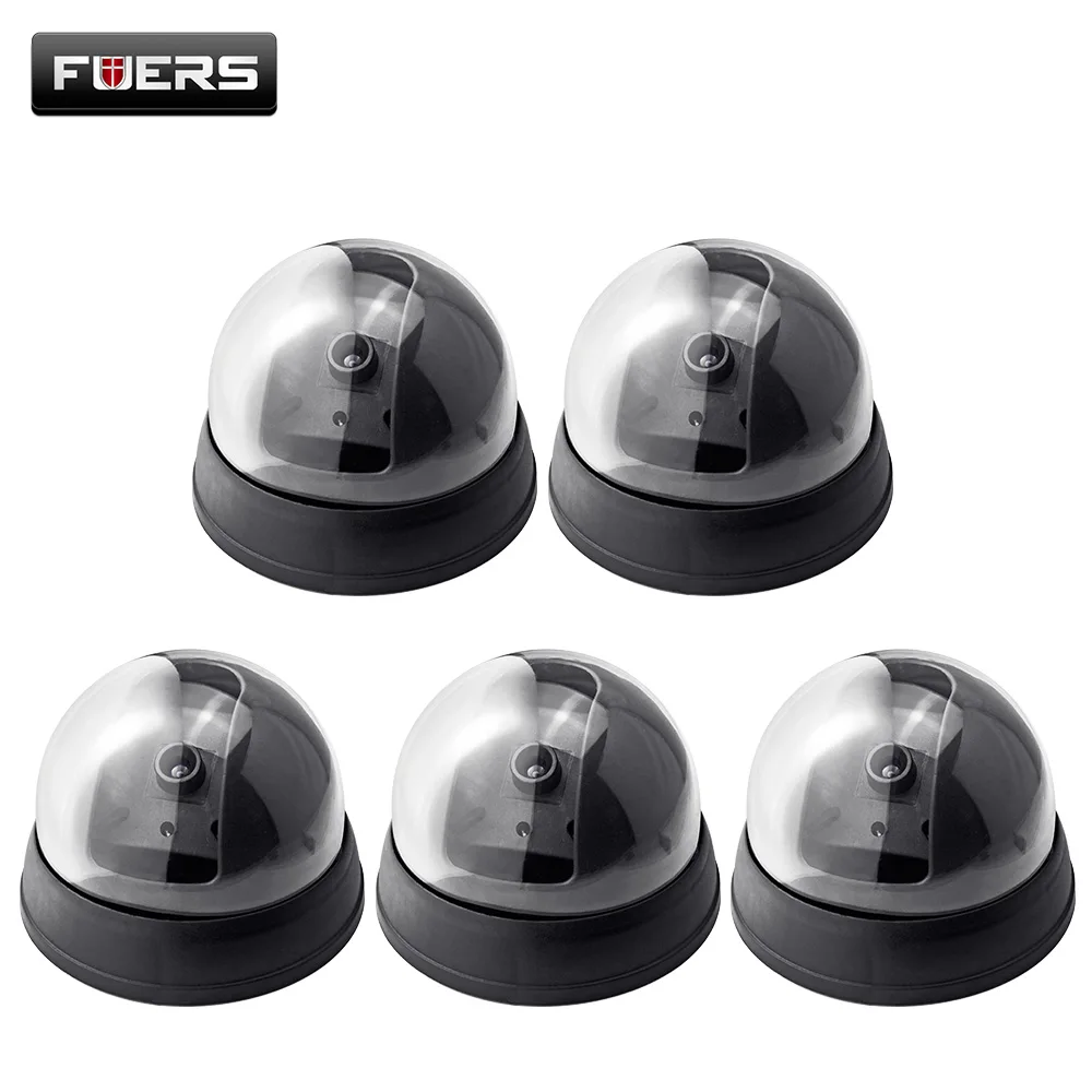 

Fuers 5pcs Home Security Fake Camera Indoor Outdoor Surveillance CCTV Security Dummy Dome Camera Red LED Flash Simulated Camera