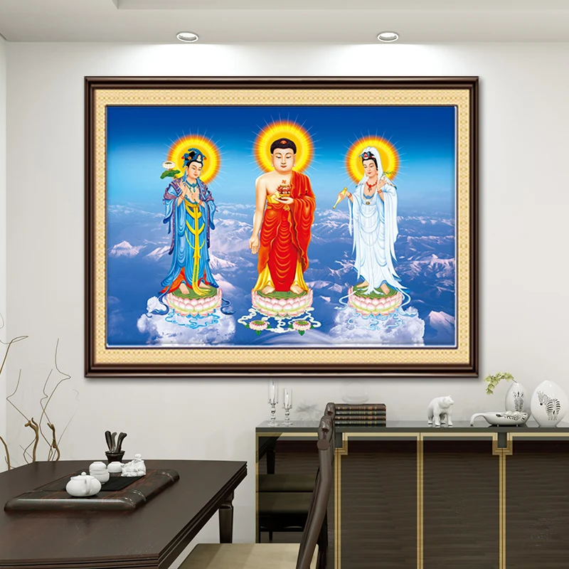 QIANZEHUI DIY Западная троица богиня милосердия круглая Алмазная полноразмерная