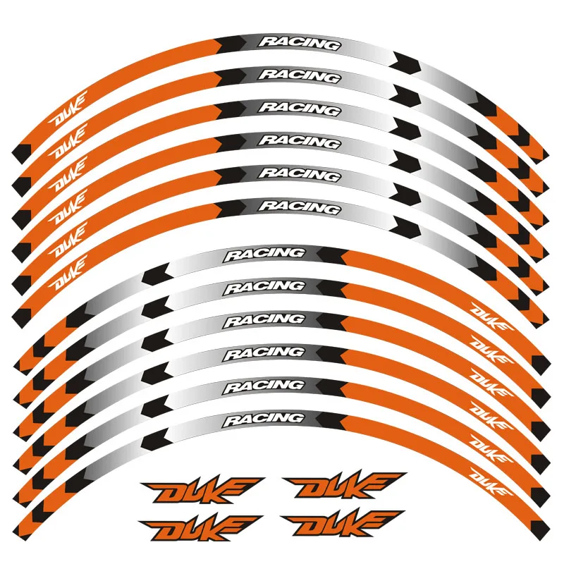 Высокое качество обода мотоцикла полосы наклейки 17 дюймов Колеса Клейкая отражающая лента для KTM DUKE 200 390 690 990 Светоотражающая наклейка - Цвет: A Oragen