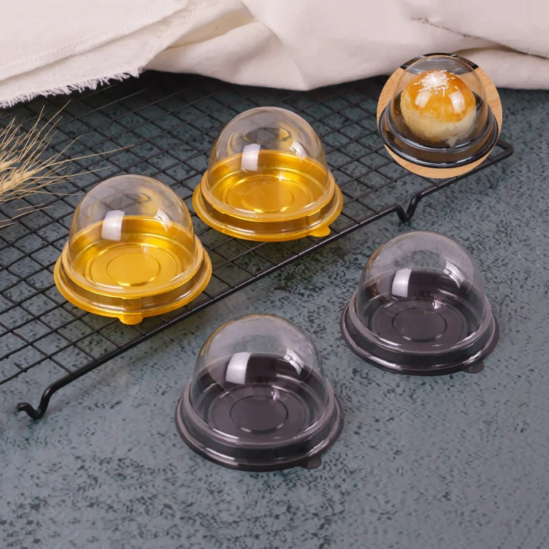

NEW 50Pcs Round Mini Moon Cake Container Trays Wedding Party Favor Boxes Yolk Crisp Packaging Box Baking Accessories