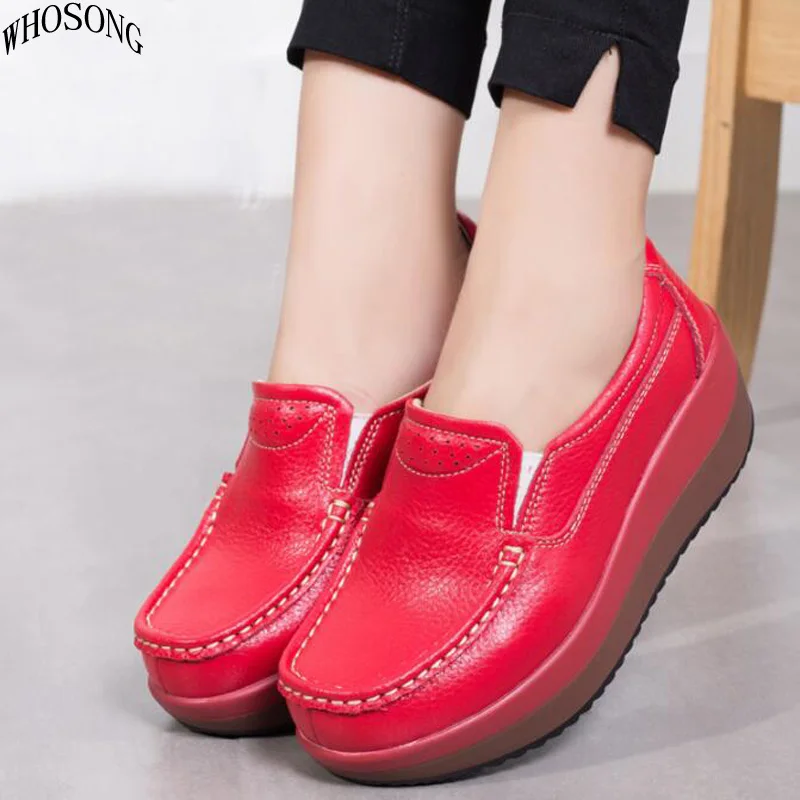 

WHOSONG Women Shoes Ballet Sneaker real Leather Flat Platform Woman Casual Shoes Female Women's Loafers Moccasins Shoe M09
