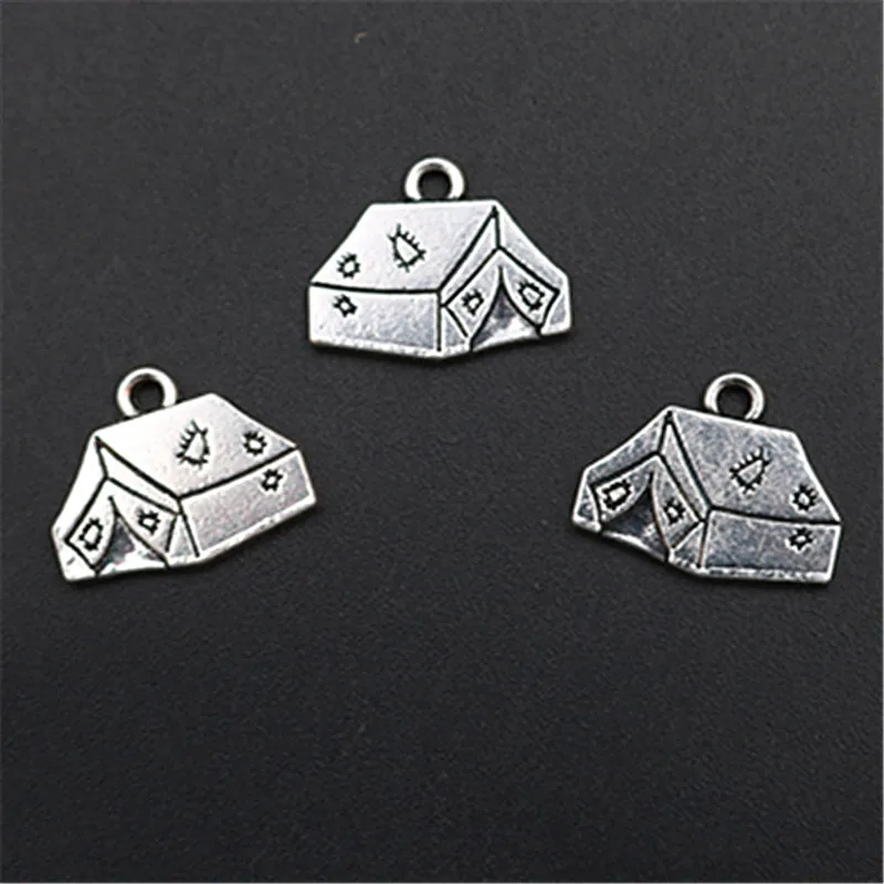 

WKOUD Creative Metal Tent Pendant Camping Tent Charm Desert Bedouins Tent Charms Military Tent Charms Antique Silver A1609 10pcs