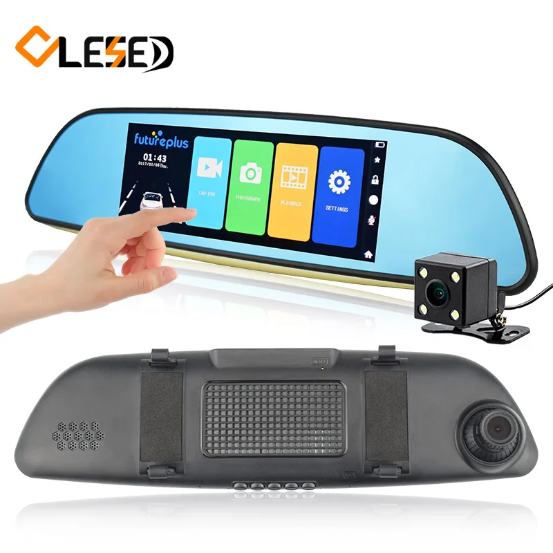 

7" Touch Screen Car DVRs Rearview Mirror Auto Dash Cam Cars DVR Dual Lens Recorder Registrator Full HD1080p Night Vision Camera