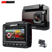 Kommander Car Radar Detector Built-in GPS Speed Anti radar 3 in 1 Full HD 1080P 1296P 170 Degree Video Recorders Dual Lens