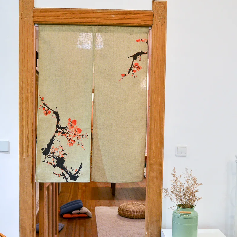 Чернила живопись сливы цветок двери шторы сельских хлопок воды цветы китайский Штора для разделения пространства спальня