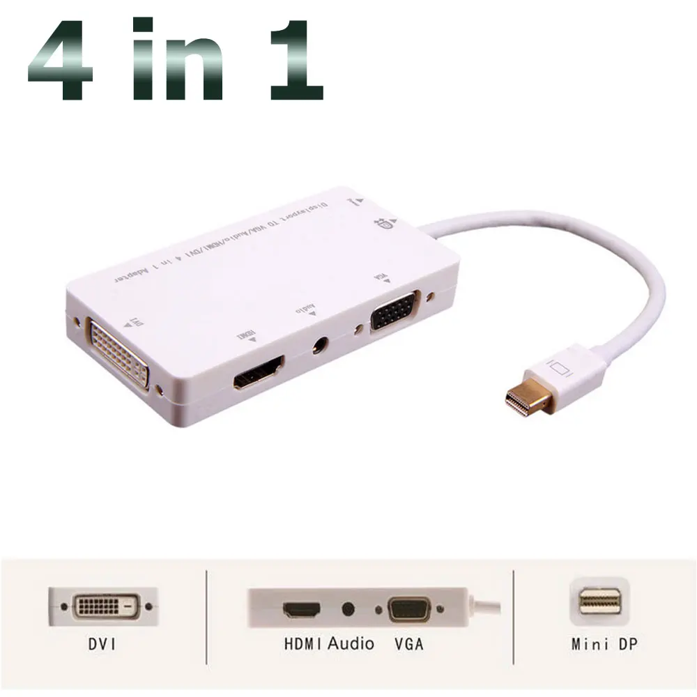 4 в 1 Mini DP Thunderbolt Display port to HDMI VGA DVI аудио адаптер кабель с портом Micro USB для MacBook Air Pro iMac