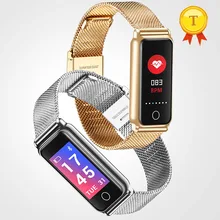 Лучший подарок для женщин ремешок из нержавеющей стали смарт-браслет пульсометр кровяное давление умный Браслет запястье фитнес-трекер