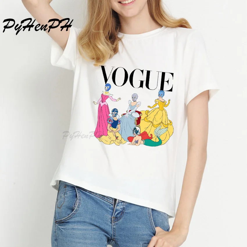

New 2019 Brand Vogue Princess Tshirt Harajuku Mask Princess Pattern Printed streetwear Funny T shirts Women Tumblr Clothing
