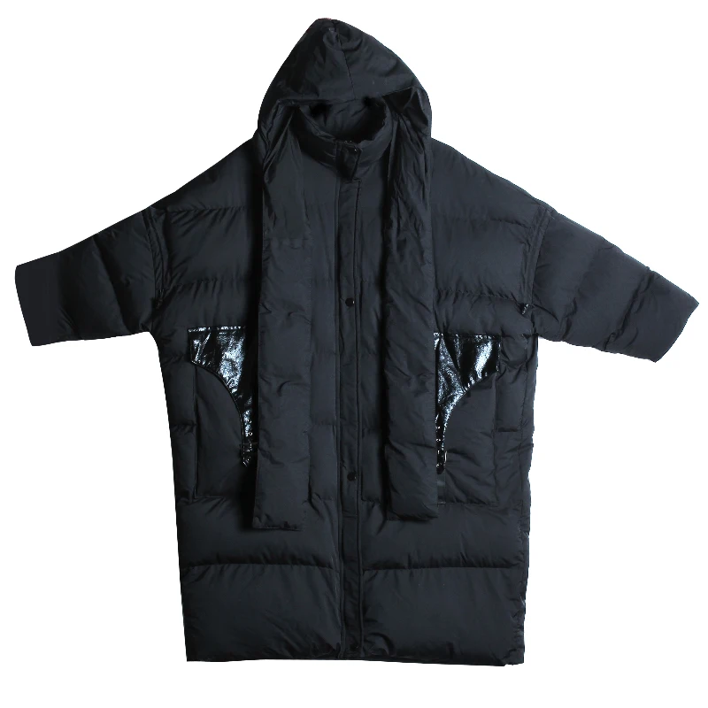 [XITAO] длинное женское зимнее пальто, корейская мода, Новое поступление, длинный рукав, плотное Женское пальто, одноцветное, с карманами, прямая парка LJT4621 - Цвет: black LJT4621