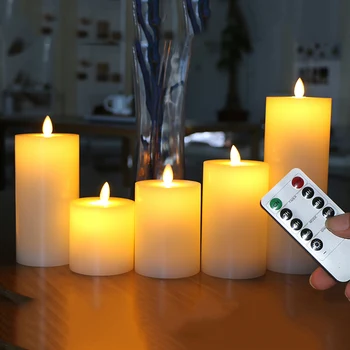 

Dancing flame LED Candle with timer Remote Control,Wax Pillar Candle for Wedding,Christmas Decoration/Home Led night light