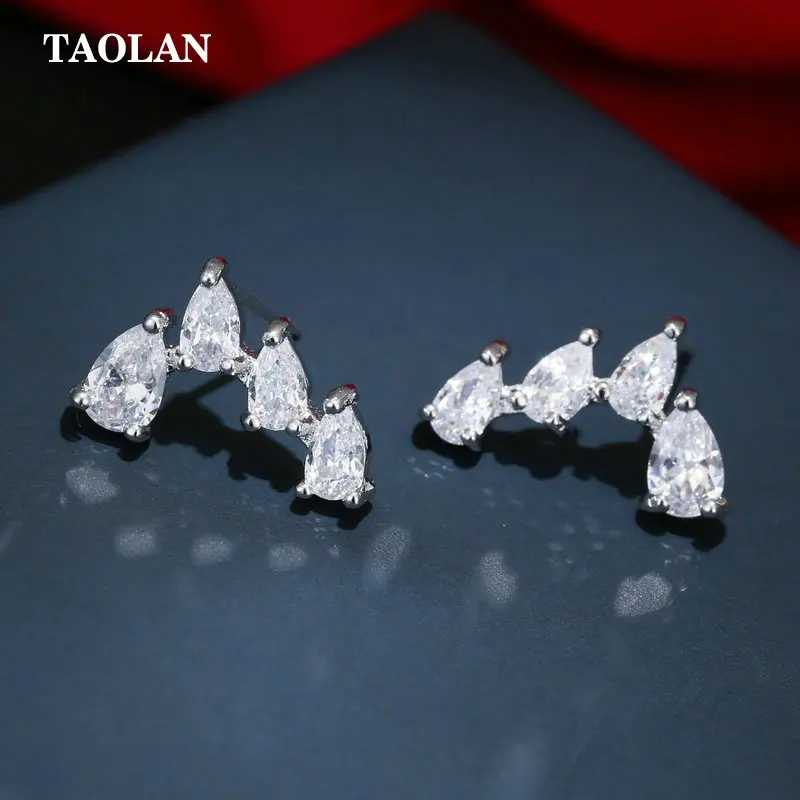 TAOLAN חדש יפה ייחודי עיצוב ארבעה גדול TLE8060 מתנת תכשיטי אוזן זירקון stud עגילים לנשים ילדה