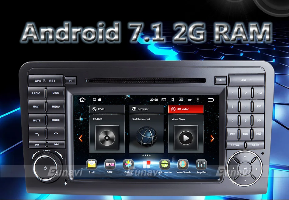 Best Eunavi Android 7.1 WiFi GPS Navi Quad Core Blotooth Stereo Car DVD Player For Benz ML CLASS W164 ML300 ML350 ML450 ML500 2