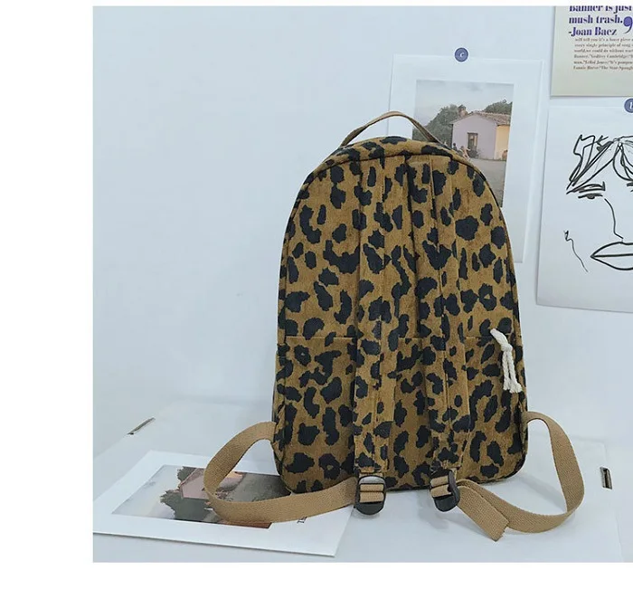 Miyahouse леопардовый дизайн женский рюкзак большой емкости вельветовый женский рюкзак модная дорожная сумка для девочек-подростков