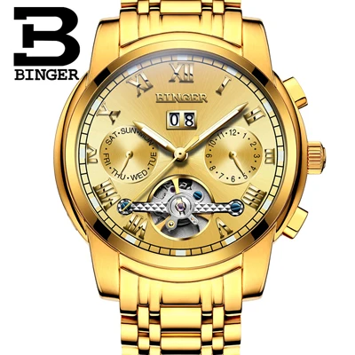 Швейцарские механические часы, мужские наручные сапфировые Бингер, роскошные брендовые водонепроницаемые часы, мужские наручные сапфировые часы relogio masculin - Цвет: Item 7