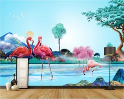 Beibehang творчески эстетику интерьера обои 3D акварель Фламинго Papel де Parede обои Home Decor