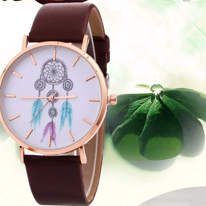 Women Wind Chimes Pattern Quartz Watch Leather Strap Belt Table Watch Women Wholesale #2AP16 (13)