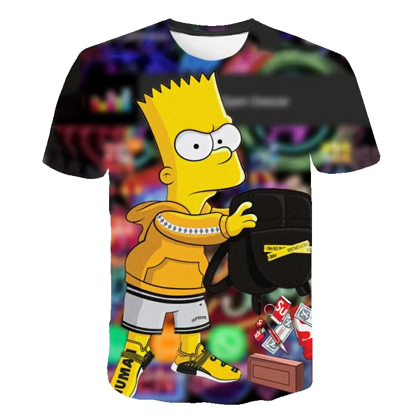 

Simpson Snoopy and other animation printing T-shirts with round collar and short sleeves in summer