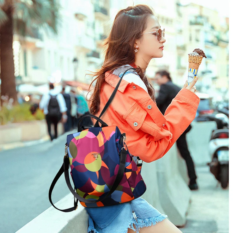 Модный женский рюкзак с защитой от кражи, новинка, черный рюкзак из ткани Оксфорд для девочек-подростков, молодежный рюкзак, разноцветный рюкзак, Mochila