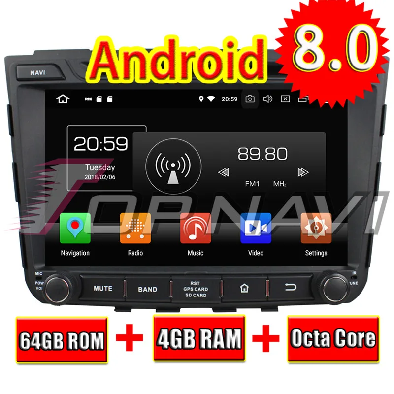 Topnavi 8'' Android 8.0 Car GPS Navigation DVD Player for Hyundai IX25 2014-2015 Autoradio Audio Stereo Media Center 2 Din 4+64G |