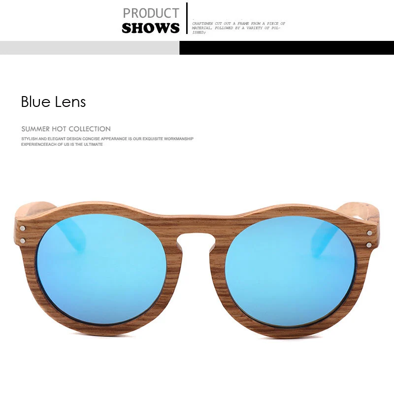 Vintage Women Round Wooden Sunglasses Polarized Mens Sun Glasses Brand Designer Zebra Wood