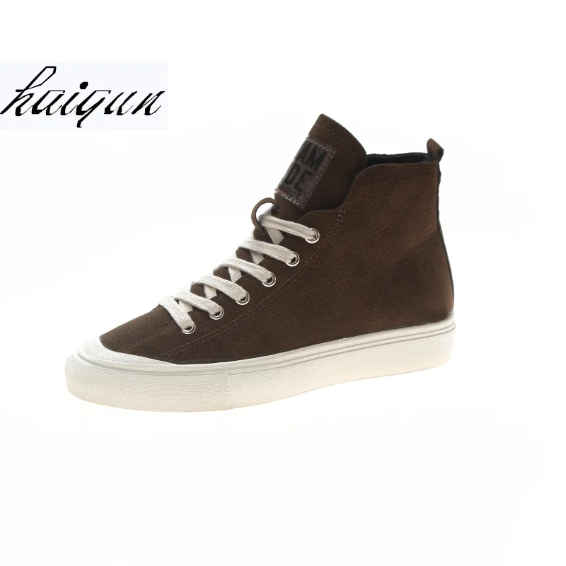 

2018 Spring High Top Women Ankle Boots Platform Hidden Increasing Shoes Breathable Women Pu Leather Sneakers size 35-39
