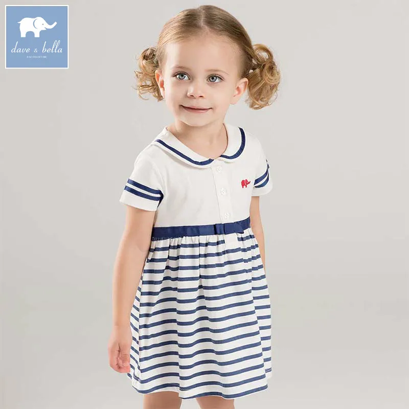 

Dave bella lovely little baby girls dresses infant toddler striped clothes children birthday party high quality costumes DBM7346