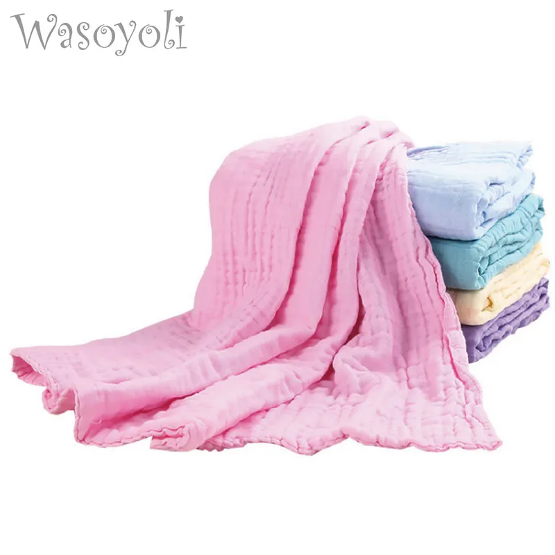 Wasoyoli красочные детские пеленки 110*110 см 100% Seersucker муслиновые хлопковые 6 слойные