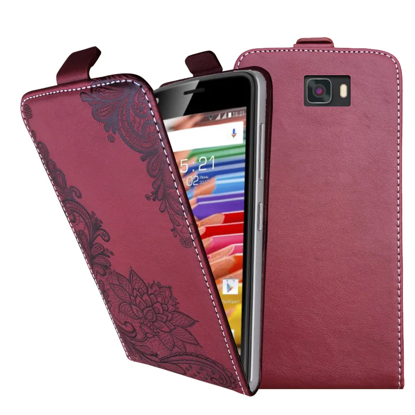 

3D Stereo Embossing lace flower butterfly flip up and down leather phone bag cover case for Digma VOX S502 3G 4G