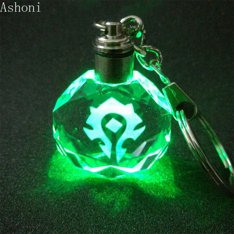 World of брелок для ключей Warcraft K9 кристалл кулон брелок лазерная гравировка Вспышка Изменение цвета светодиодный светильник брелок детский подарок