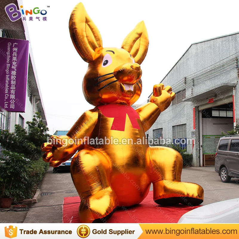 US $830.00 Decorative 5 Meters tall large inflatable golden rabbit customized digital print giant inflatable hare sales toy sports