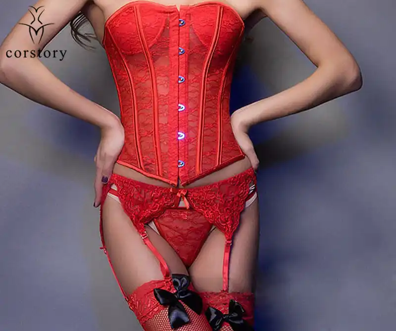 reenactment clothing Victorian fashion overbust corset cosplay costume waist training red women lingerie historical Victorian underwear