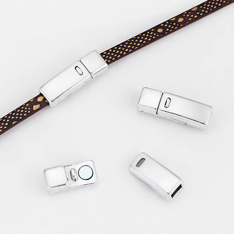 10 Sets Antique Silver Strong Clasps for 5mm Flat Leather Cord