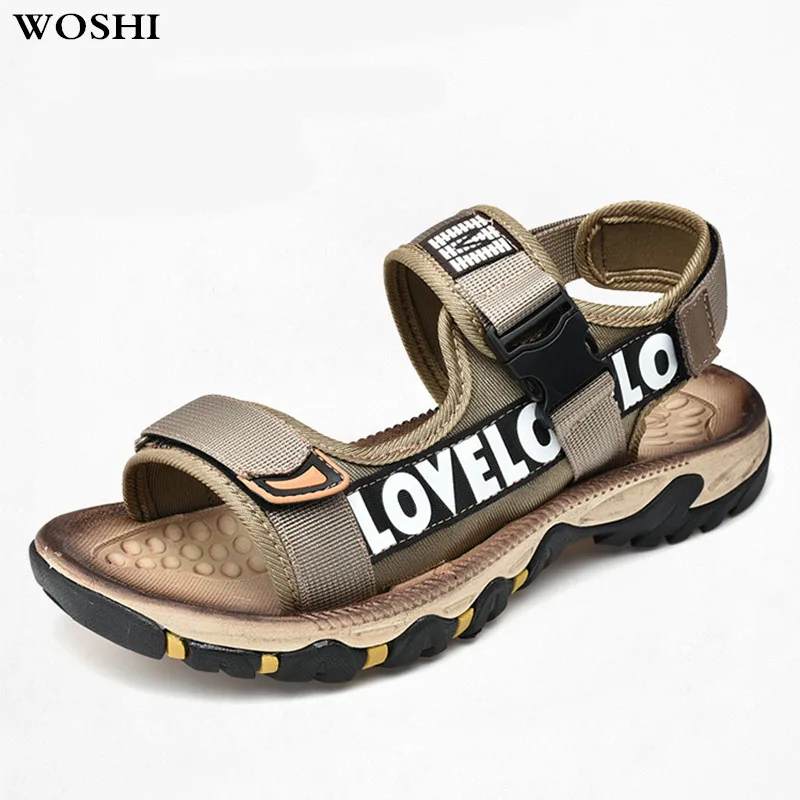 

Men Sandals canvas Cowhide Men Sandals sewing breathable fashion Summer Beach Slippers Casual Sneakers Outdoor Beach Shoes L5