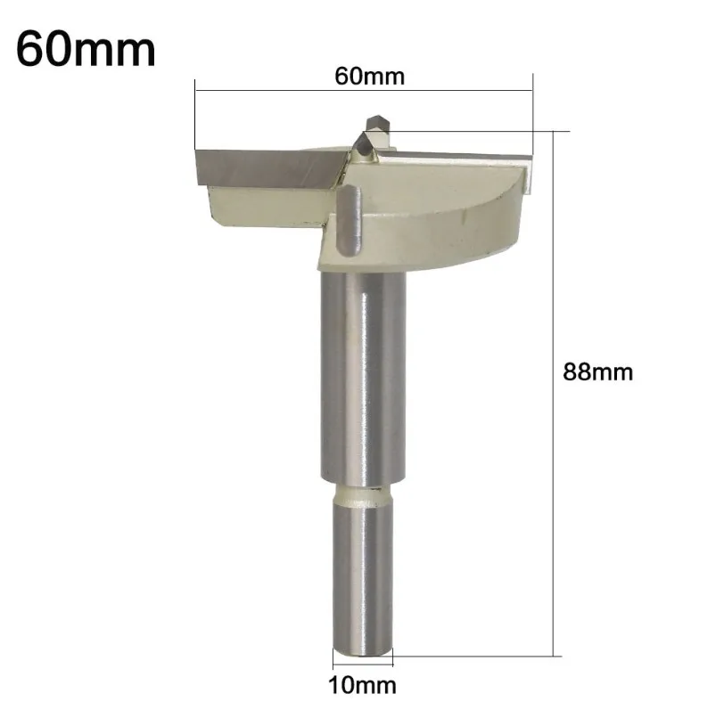 1 шт. 15 мм-60 мм Форстнер наконечники Деревообрабатывающие инструменты кольцевая пила резец шарнир сверла Круглый хвостовик вольфрам карбид резак - Длина режущей кромки: 60mm