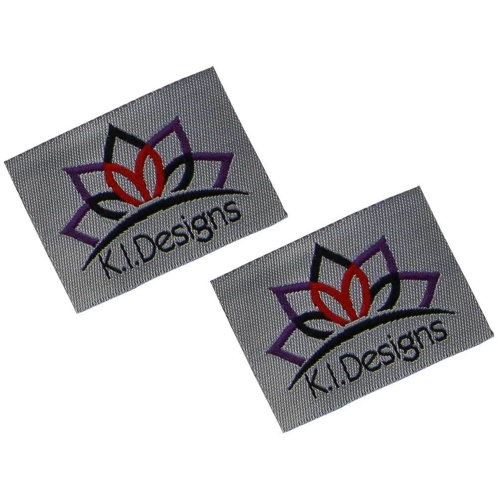 Custom high density woven labels Customized super sonic cut damask