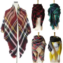 Fashion Women Oversized Tartan Checked Plaid Blanket Square Scarf Wrap Shawl New