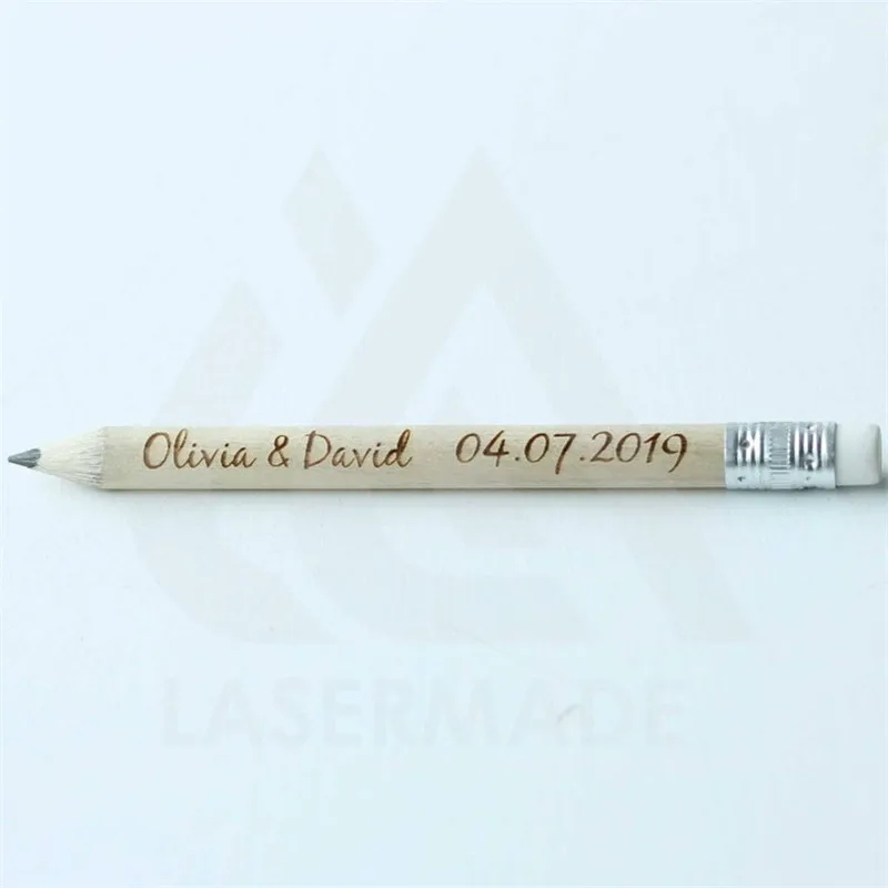 

Personalized 50pcs Pencils Laser Engraved Wedding Gifts Save The Date Wedding Guest Book Invitation Pencils