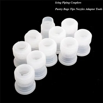 

10Pcs/set Pastry Icing Piping Couplers Plastic Baking Cake Decorating Icing Pastry Bags Tips Nozzles Adaptor Tools For Hot Sale