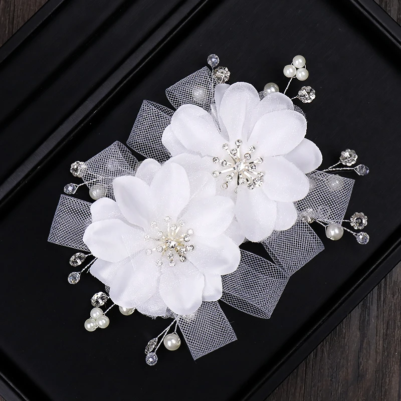 White Flower Pearl Rhinestone Hair Clips Headdress Bride Wedding White Flower Pearl Rhinestone Hair Clips Headdress Bride Wedding Headbands In Jewelry From Accessories On Aliexpress