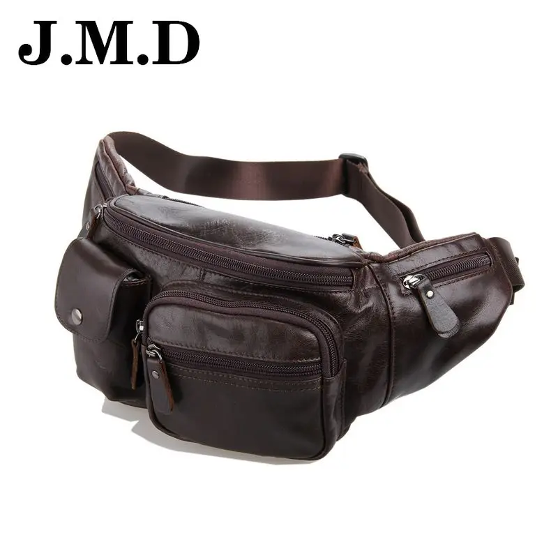 

JMD 2017 New Style Genuine Leather Men's Waist Bags Multifunction Funny Chest Pack Men Waist Pack Quality Men Travel Bags JD049
