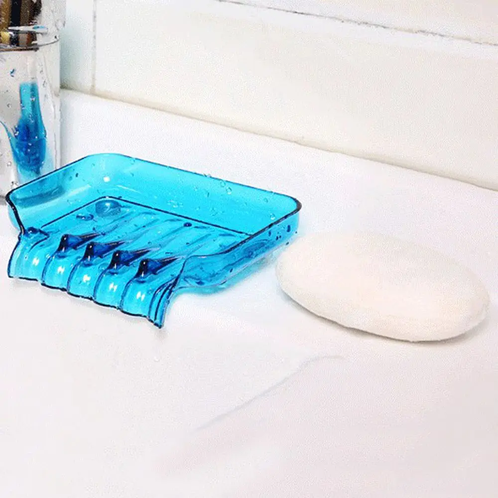 

1pc Plastic Soap Dish Tray For Shower Creative Soap Holder Sink Sponge Drainage Non-slip Soap Box Kitchen Bathroom Accessories