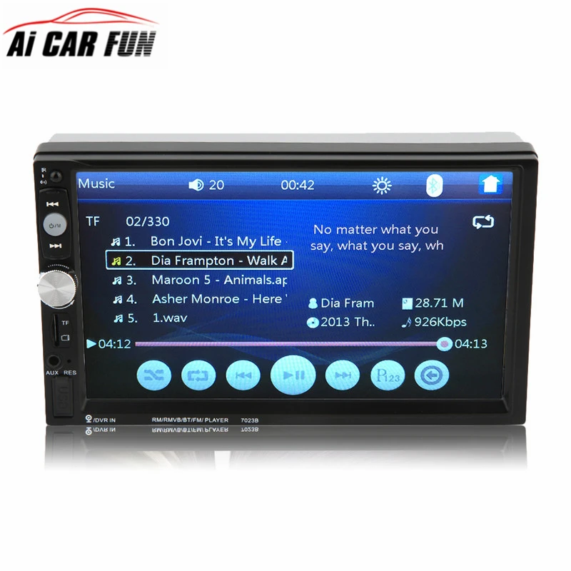

7023B 7" Inch Car 2DIN Touch Screen Car Radio Video Audio MP4 MP5 Player 1080P HD TFT Bluetooth FM/USB/AUX Rear View Camera